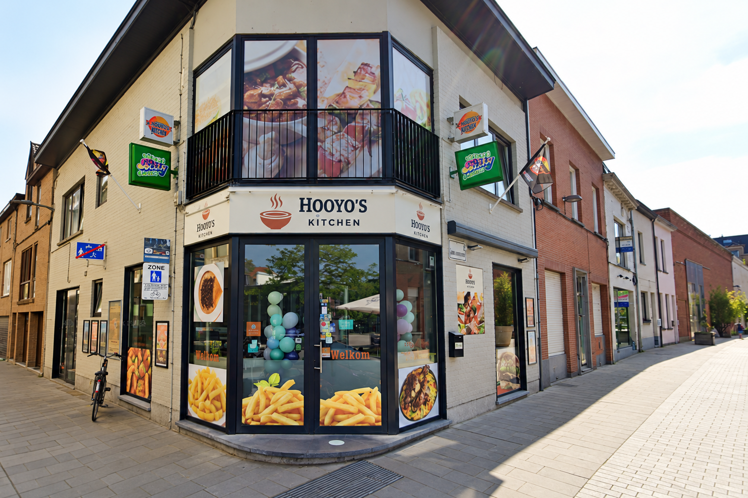 Gevel van Hooyo's Kitchen in het centrum van Kortrijk